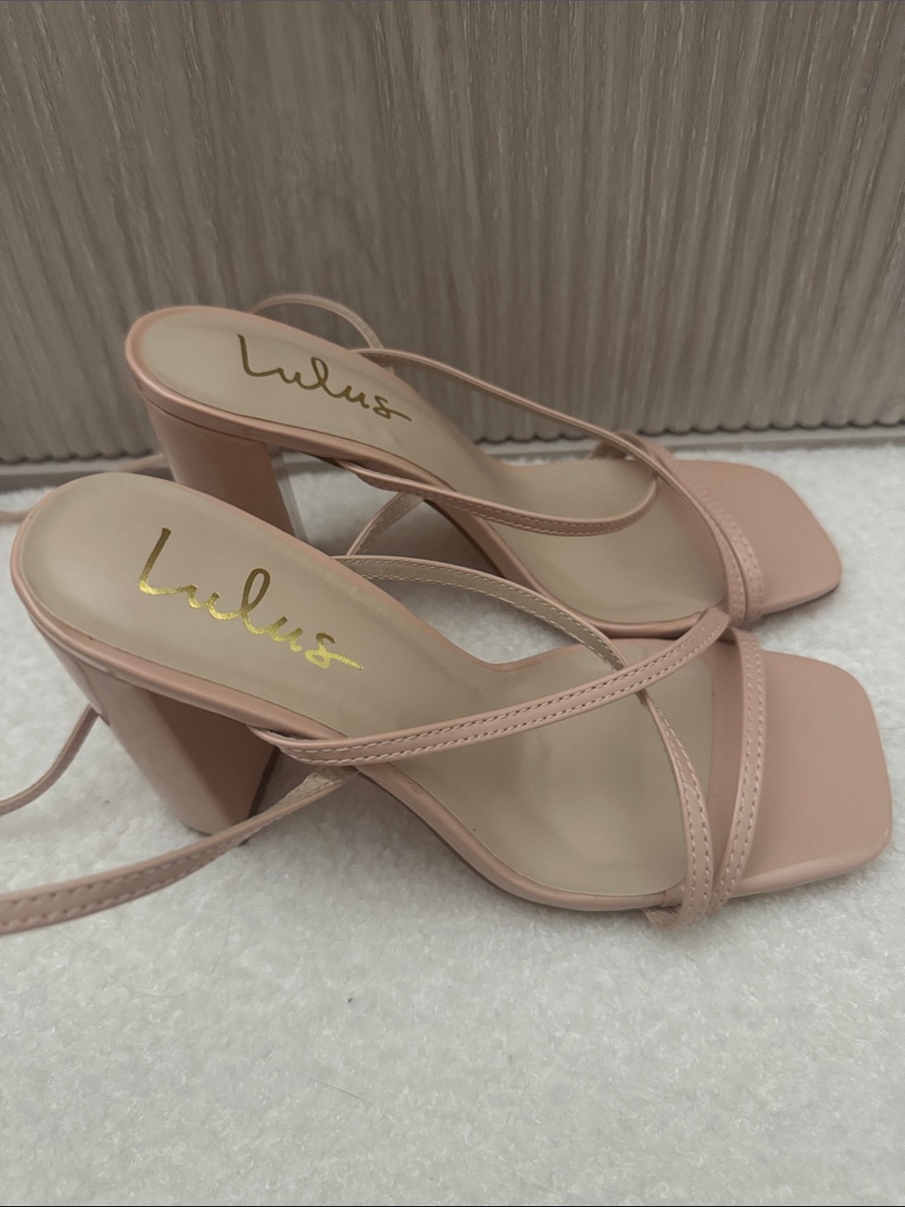 Lulu's Blush Strappy Block Heel Sandals. Never worn